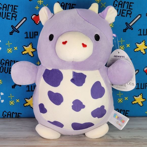 Squishmallow Bubba the Purple Cow 10" UltraSoft Hugmees Plush NWT - Picture 1 of 7